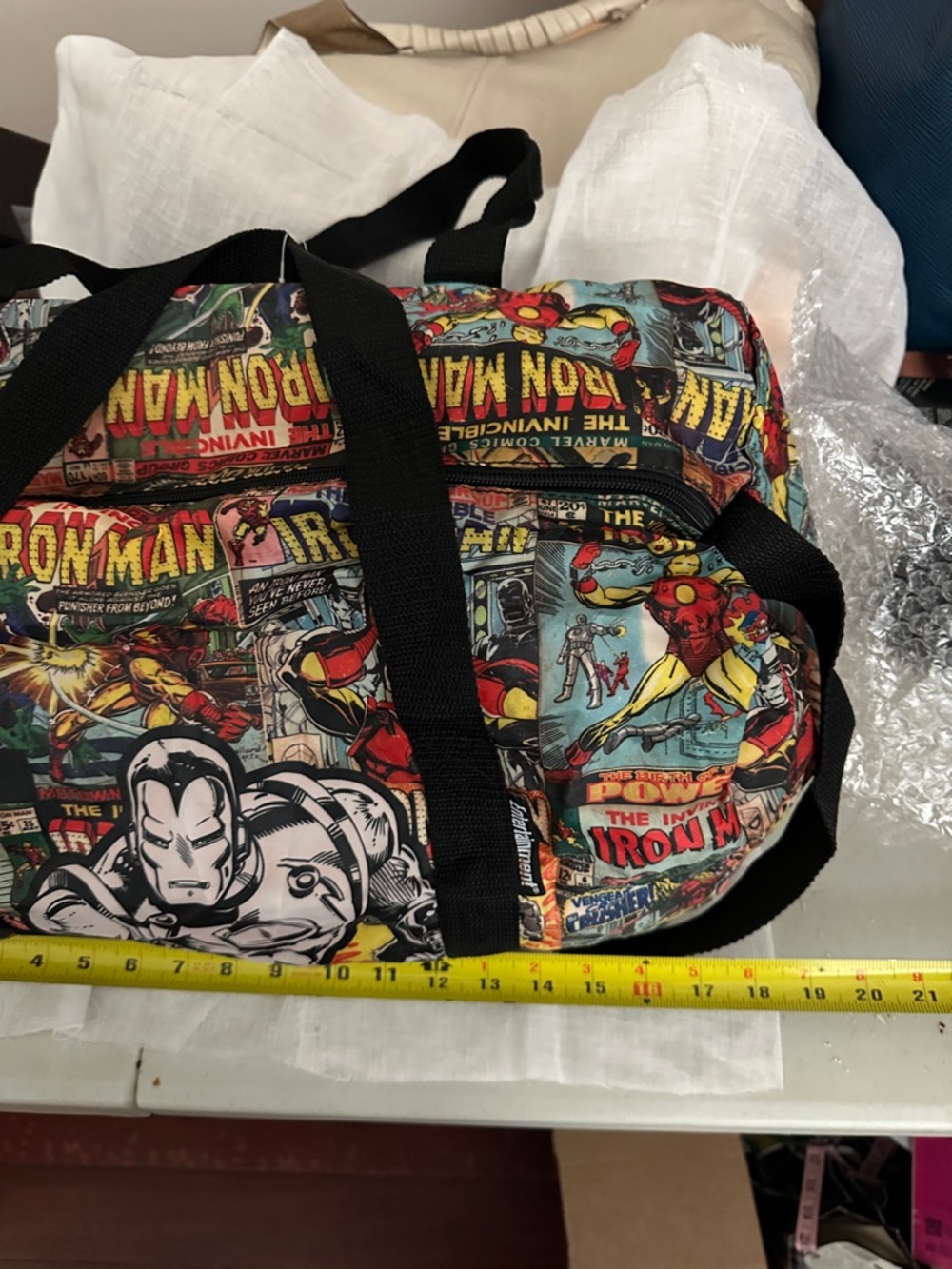 Marvel Iron Man Comic Print Duffel Bag - Red, Yellow, Blue, Black NWT - Picture 7 of 16
